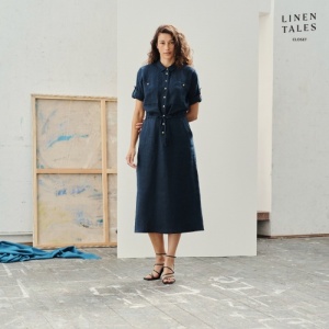 Linen Tales Linen Linden Dress - Bilberry Blue